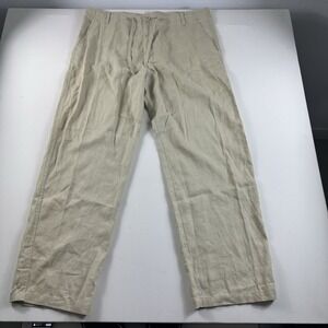 Vintage Y2K Sean John 100% Linen Pants Drawstring Baggy Beige Mens 40x34 Relaxed